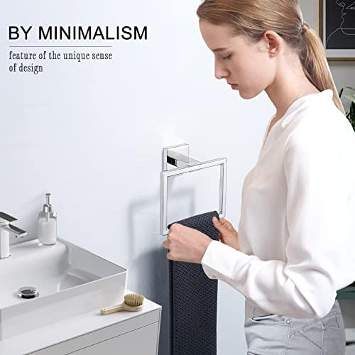 TQKAG Square Towel Ring Hooks for Bath and Kitchen