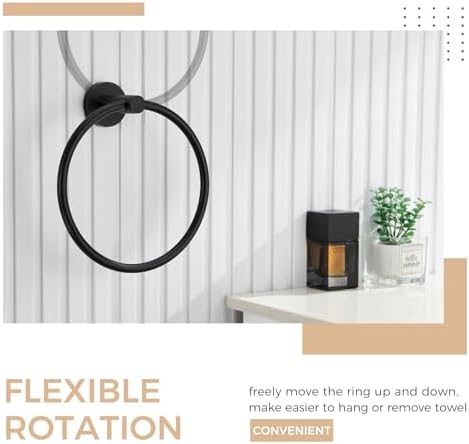 APLusee Matte Black Towel Hook and Ring Set 1