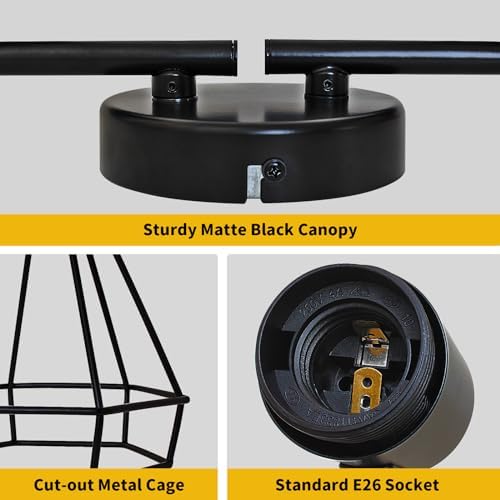 HiBay 4-Light Track Lighting Kit - Black Geometric Metal Cage Industrial Spotlight