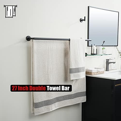 JQK Double Bath Towel Bar Matte Black