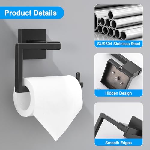 YACVCL Matte Black Stainless Steel Toilet Paper Holder