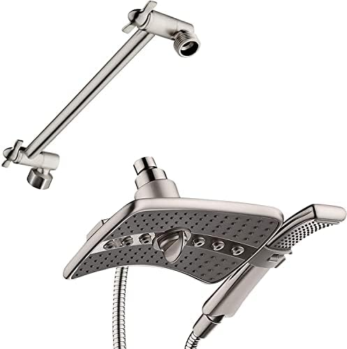 BRIGHT SHOWERS 10-Inch Extendable Shower Arm with Dual Spray Heads