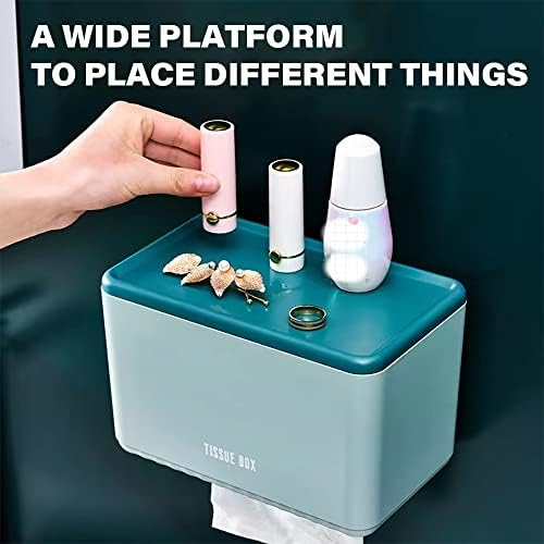Moegelo Toilet Paper Holder with Phone Shelf Wall Mount Organizer Green