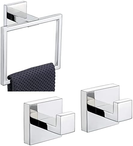 TQKAG Square Towel Ring Hooks for Bath and Kitchen