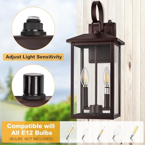 Brilvibera 2-Light Porch Wall Light with Dusk to Dawn Sensor