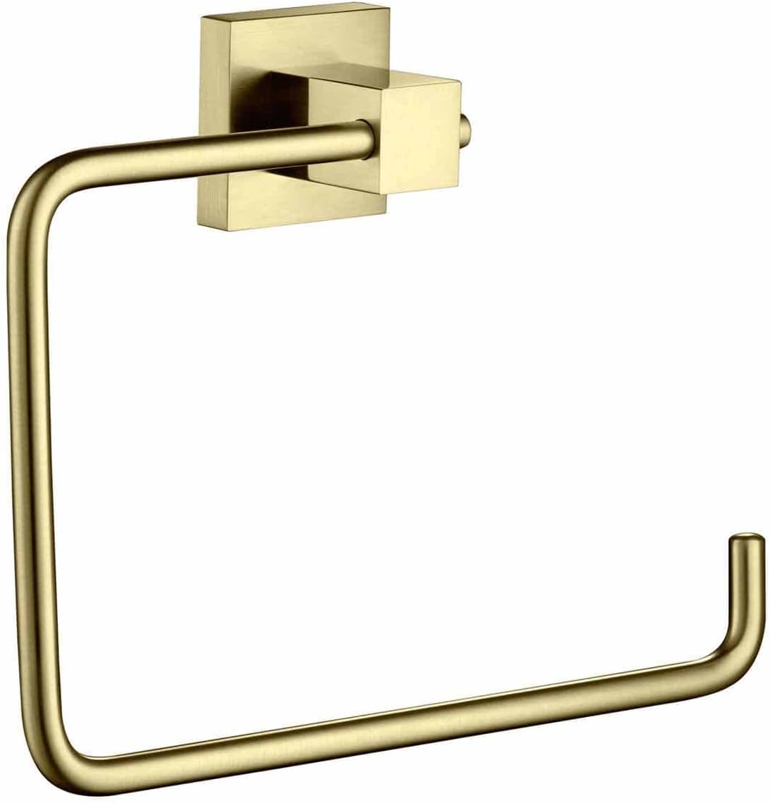 KIBI Cube Bath Towel Ring - Brushed Gold