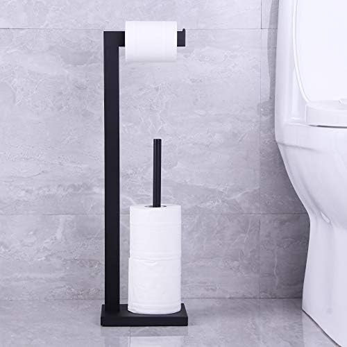 Matte Black Toilet Paper Holder with Shelf and Storage