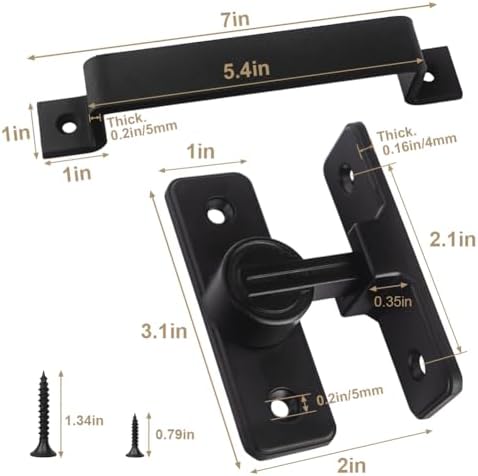 Barn Door Lock with Handle 90-Degree Latches