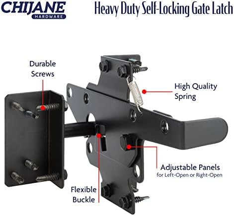 Heavy Duty Outdoor Fence Gate Latch with Black Powder Coat Finish
