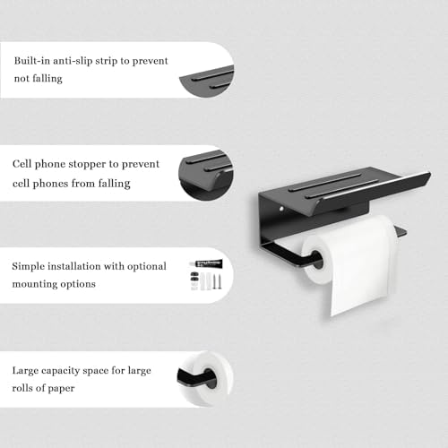Black Bathroom Toilet Paper Holder Wall-Mounted Stainless Steel