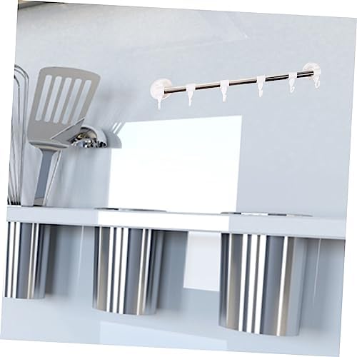 Angoily Adjustable Suction Cup Towel Bar with Hooks