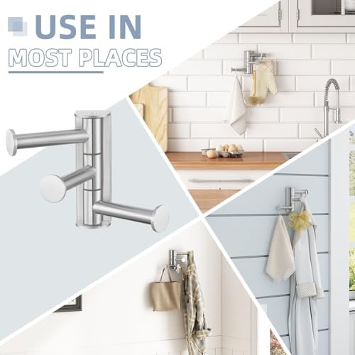 Angle Simple Swivel Towel Hook - 3 Arms Brushed Nickel