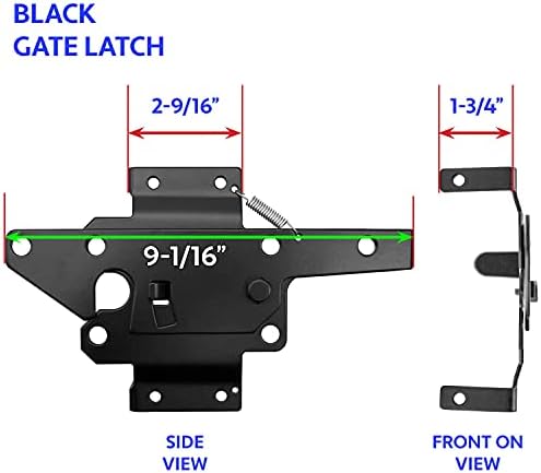 Sturdy Black Vinyl Gate Latch with Mounting Hardware