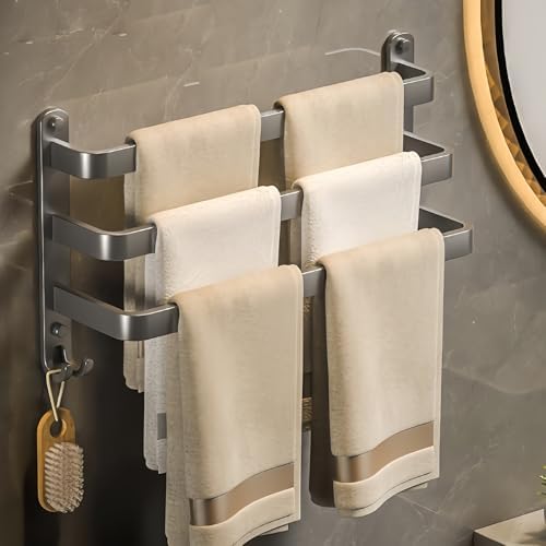 SEIDO 3-Tier Square Towel Rack 24 Inch Wall Mounted Grey Carbon Steel