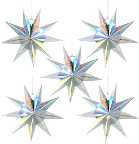 5Pack 9-Pointed Iridescent Paper Star Lanterns 118 Inch