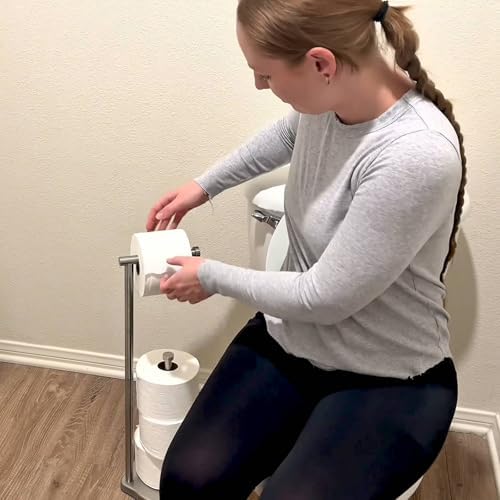 Theaoo Heavy-Duty Toilet Paper Holder Stand Modern Design with Stainless Steel