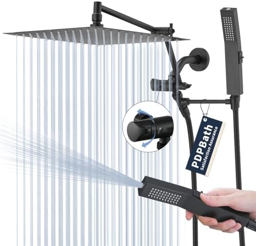 Rainfall Shower Head with 16-inch Extendable Arm and Spa-like Comfort