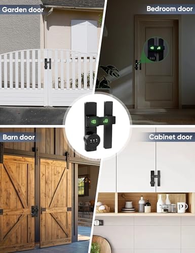 Sturdy 3-Digit Keyless 180-Degree Gate Lock Black Matte Luminous Function