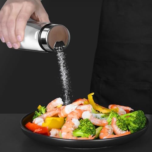 Verdental 7 oz Clear Glass Salt Pepper Shakers with Adjustable Lid