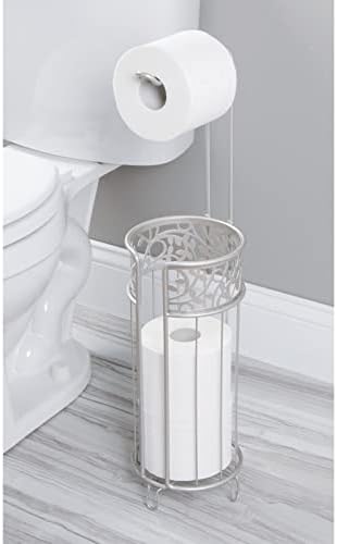 mDesign Freestanding Toilet Paper Holder - Matte Silver 1