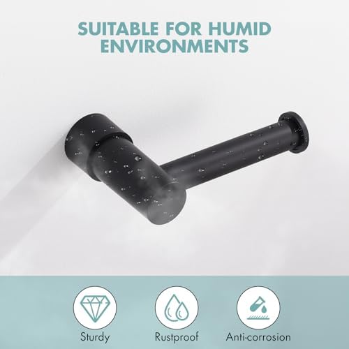KPWATER Toilet Paper Holder Space-Saving Matte Black Wall Mount