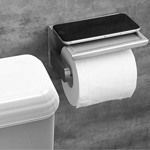 Brushed Nickel Toilet Paper Holder with Shelf Self Adhesive and Wall Mount