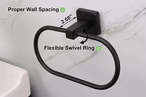 TocTen 16 Inch Matte Black Towel Rack Set