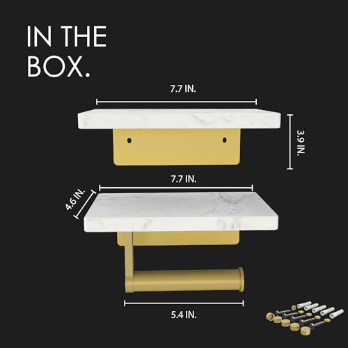 Mega Handles Gold Toilet Paper Holder with Extra Shelf