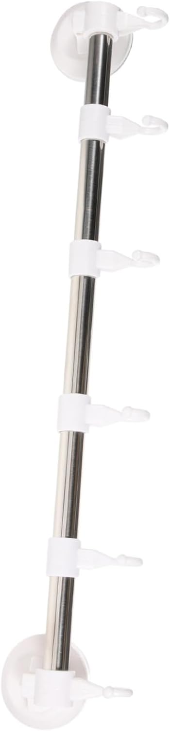 Holibanna Stainless Steel Suction Cup Towel Holder with 6 Hooks
