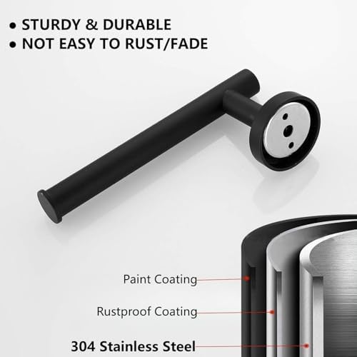 Stainless Steel Toilet Paper Holder and Towel Ring Set Matte Black