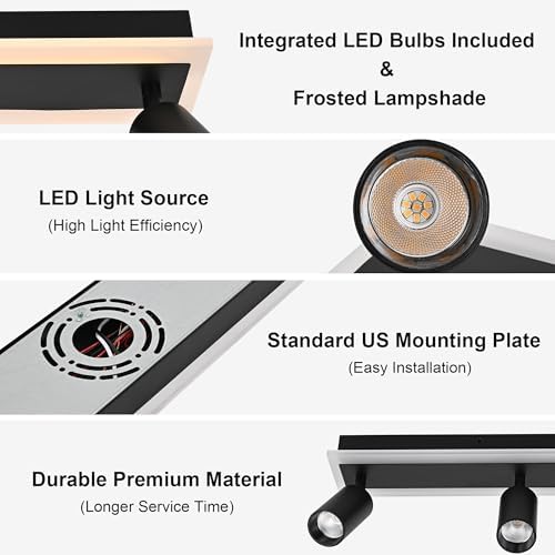 TODOLUZ 5-Light LED Track Light Fixtures Black