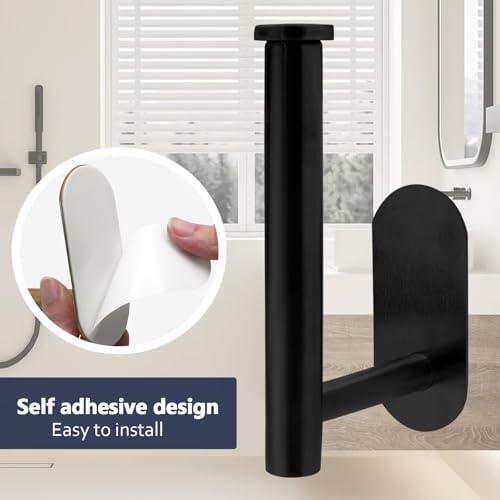 Verkelly Stainless Steel Self Adhesive Toilet Paper Holder Black