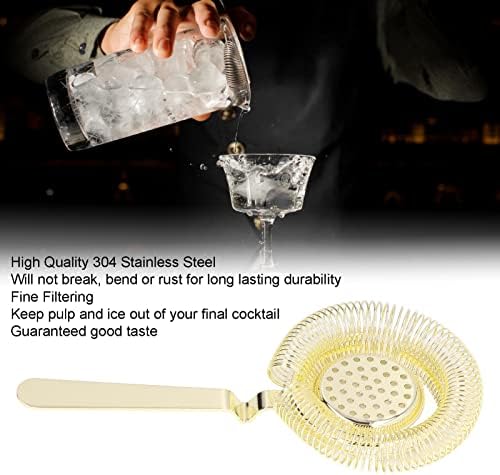 Stainless Steel Cocktail Strainer with Removable Spring 8x37in Gold