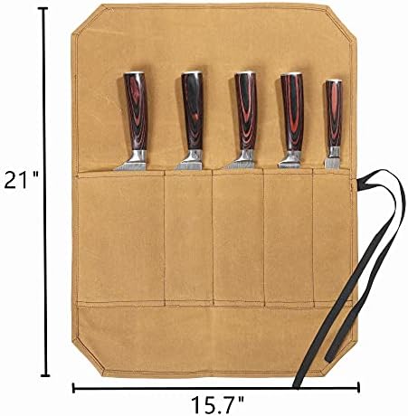 Denifiter Knife Roll - Durable Waxed Canvas with Cut Resistant Lining