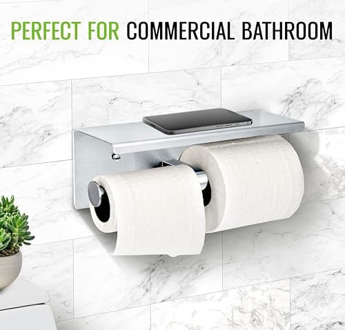 Alpine Double Roll Toilet Paper Holder with Shelf 1