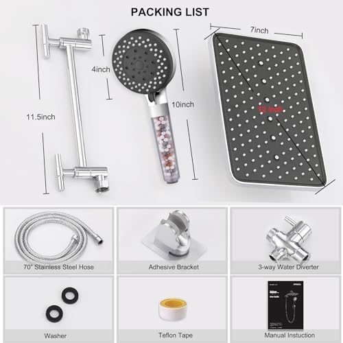 Filtered Shower Head 12 Square Rain Combo