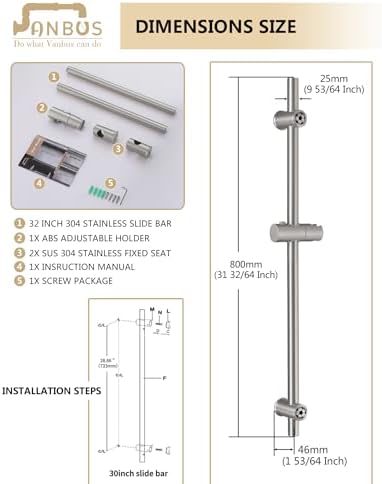 Adjustable and Rust-Resistant Handheld Shower Slide Bar for Bathroom Use