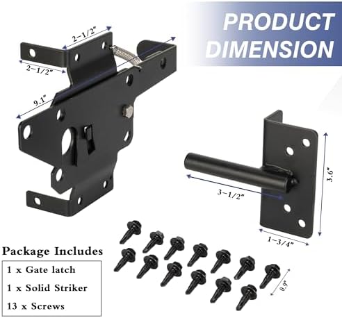 HTHOOOME Heavy Duty Self-Locking Gate Latch