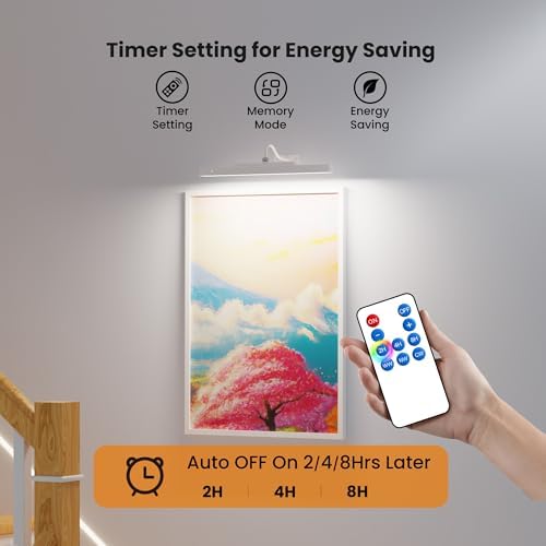 Craftersmark Rechargeable Picture Light - 3 Color Temperatures Adjustable Angle Remote Control