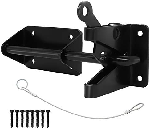 Durable Outswinging Gate Latch with Gravity Security Cable Puller Black