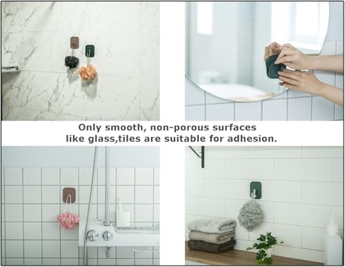 HOMEI 2-Pack Silicone Adhesive Shower Hooks