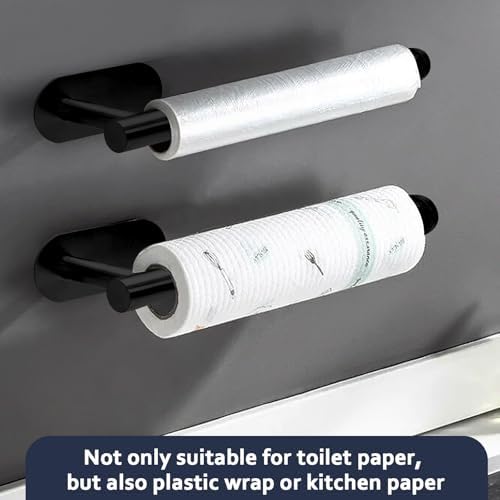 Verkelly Stainless Steel Self Adhesive Toilet Paper Holder Black