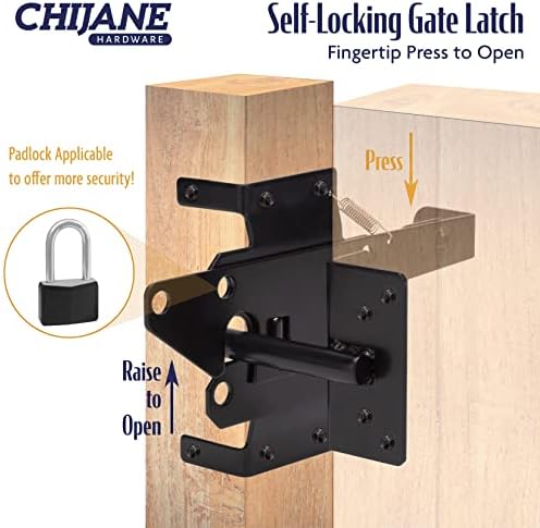 Heavy Duty Outdoor Fence Gate Latch with Black Powder Coat Finish