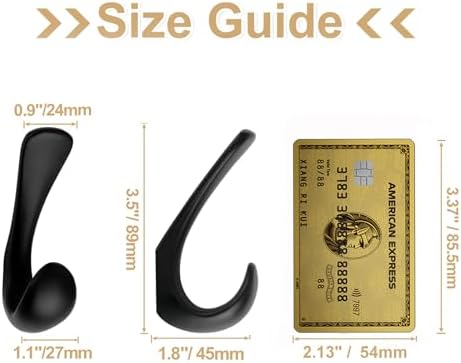 Metaliby 4 Pack Matte Black Towel Hooks for Wall Mount