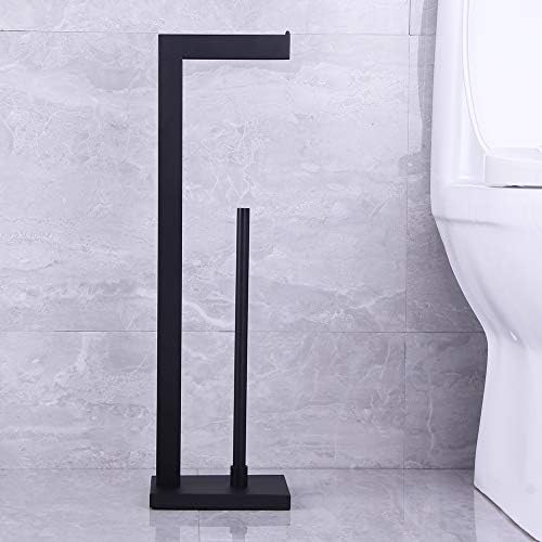 Matte Black Toilet Paper Holder with Shelf and Storage