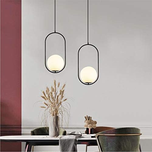 Modern Matte Black Pendant Light with White Glass Shade