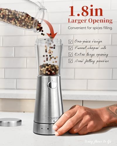 TOMEEM Electric Salt Pepper Grinder Set with Storage Base
