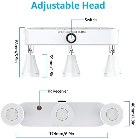 Olafus 2 Pack Wireless Picture Light with Remote 3 Heads Dimmable Warm White