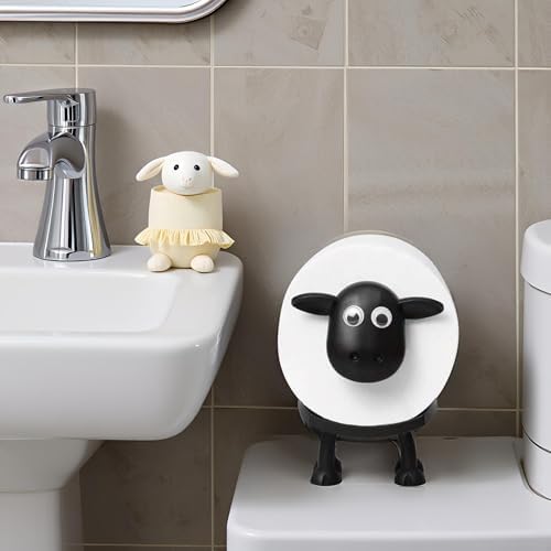 Decorative Sheep Toilet Paper Holder with Black and White Design