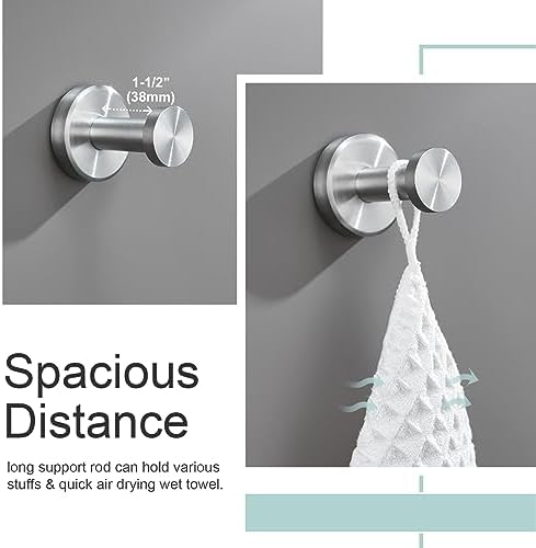 APLusee Round Towel Hook and Ring Bundle Brushed Nickel 304 Stainless Steel